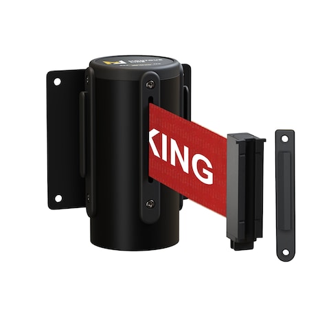Montour Line Retr. Belt Barrier Black Metal Recessed Wall Mt, 8.5ft NoPa..Belt (M) WM115-BK-NOPARRW-RC-M-85